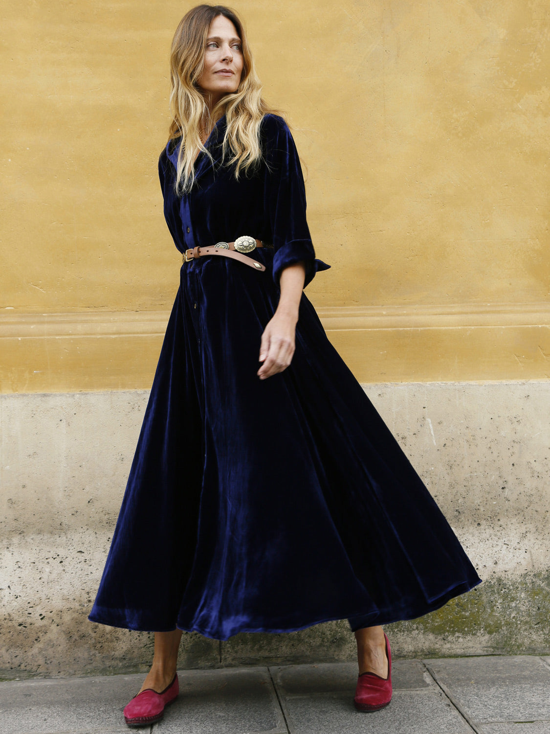 Perrine Velvet Dress Navy Blue