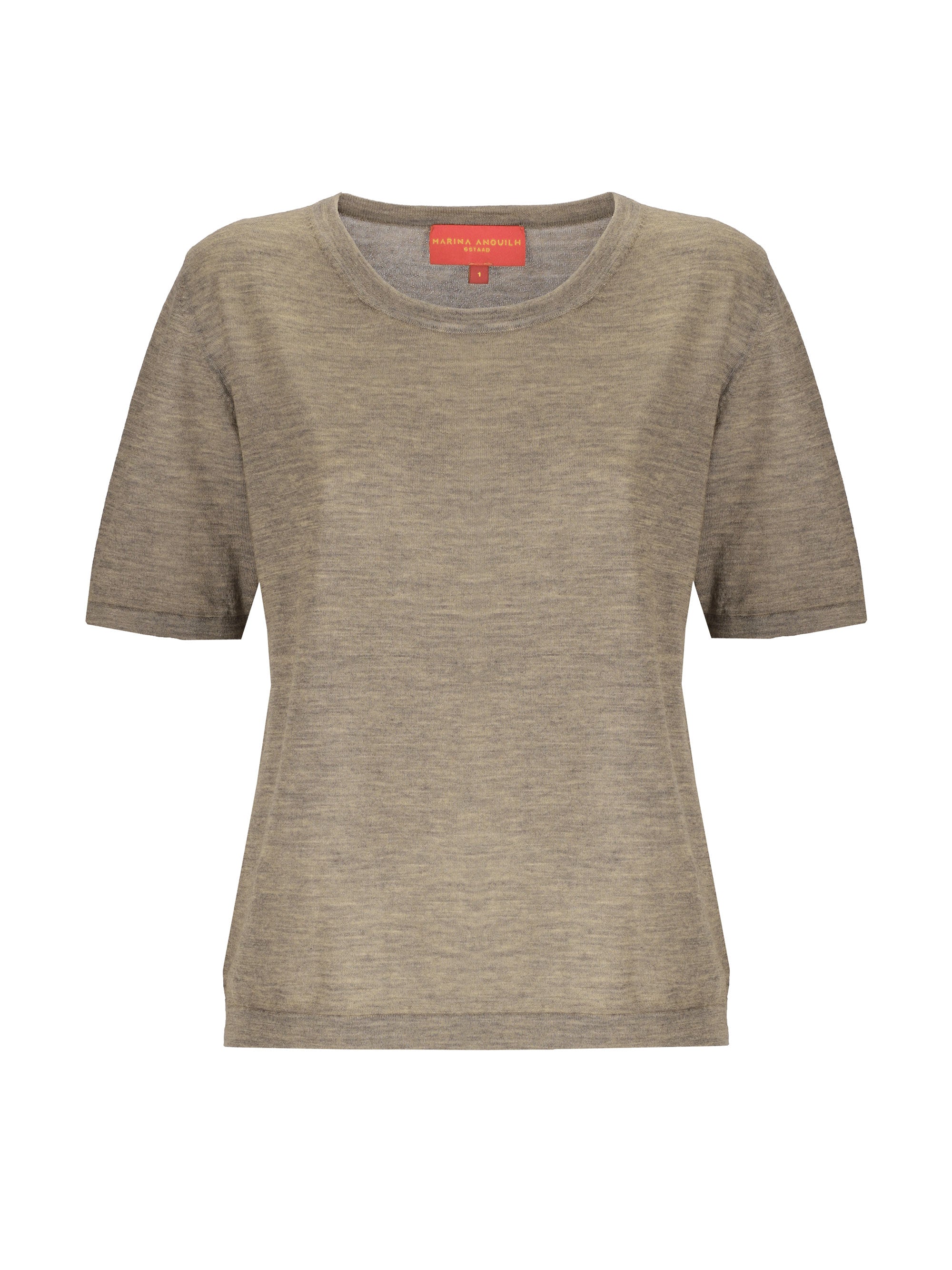Indispensable Fine Cashmere Tshirt Round Neck 3/4 Sleeves Beige