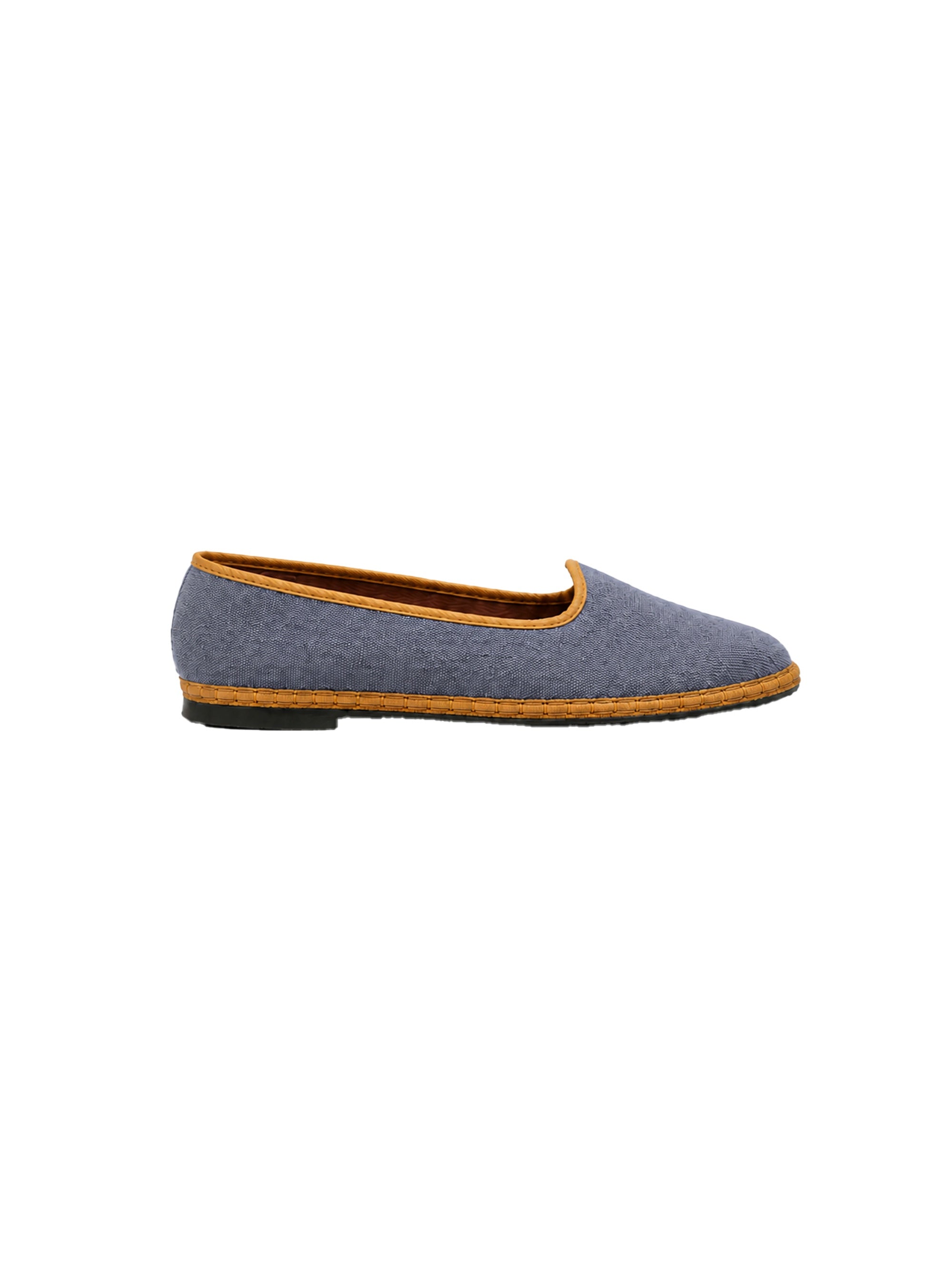 Marina Anouilh Flabelus x Marina Linen Indigo Slipper in indigo cotton slipper