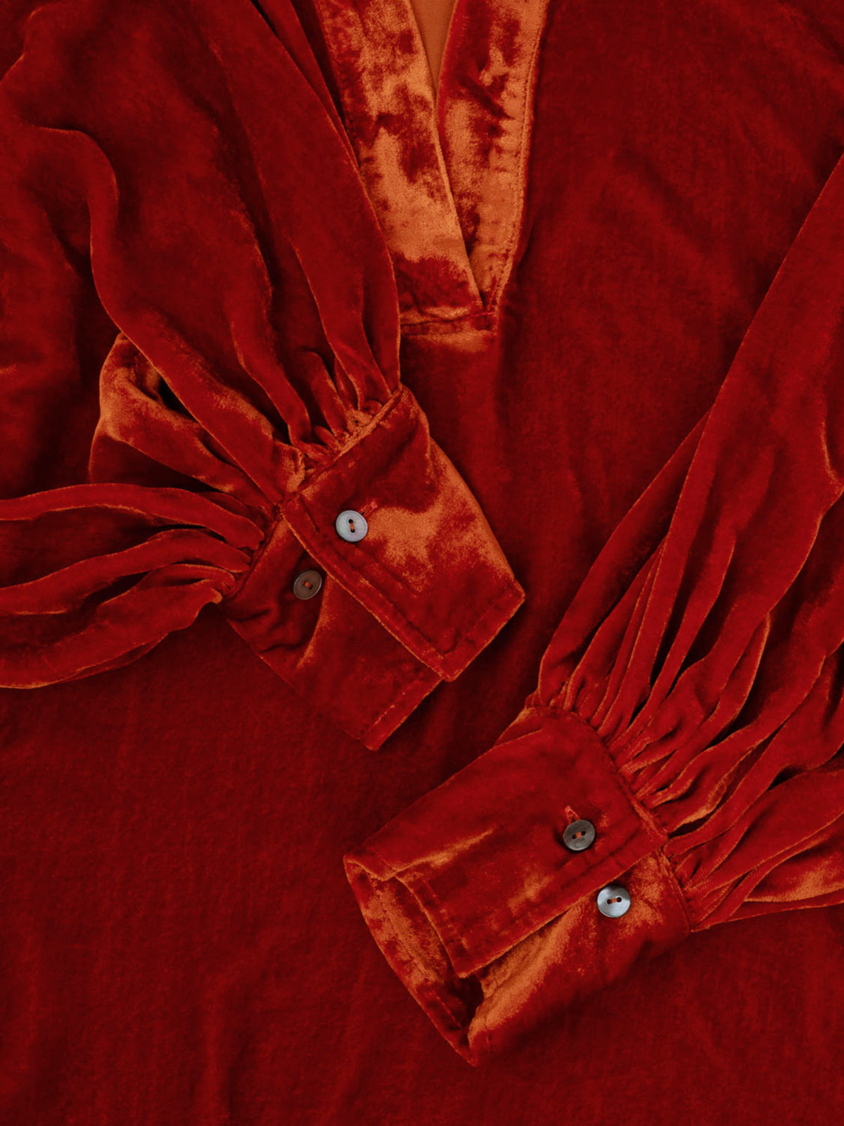 Sophie Blouse en Velours Orange Vif