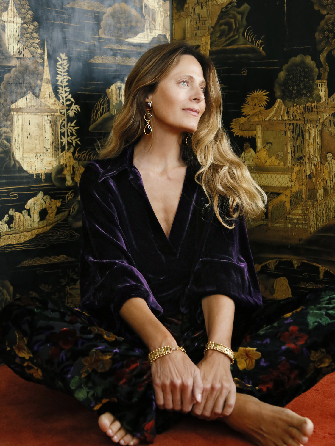 Sophie Velvet Blouse Plum