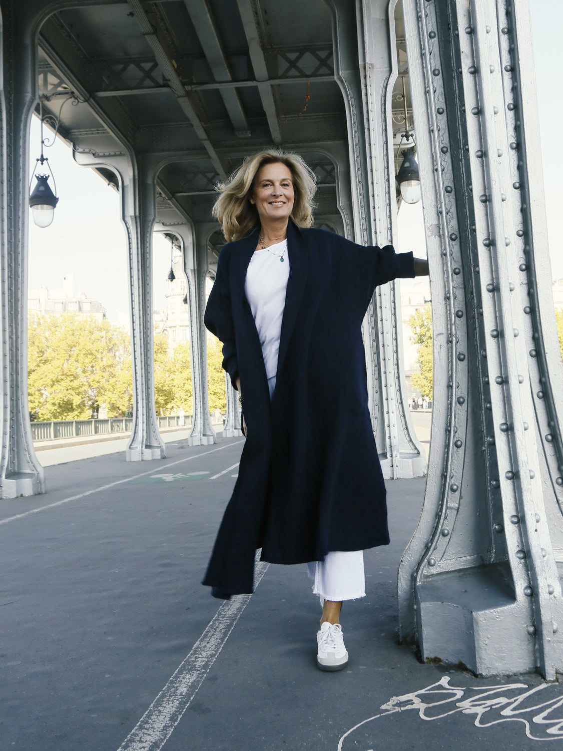 Stephanie Yak Long Coat Navy Blue