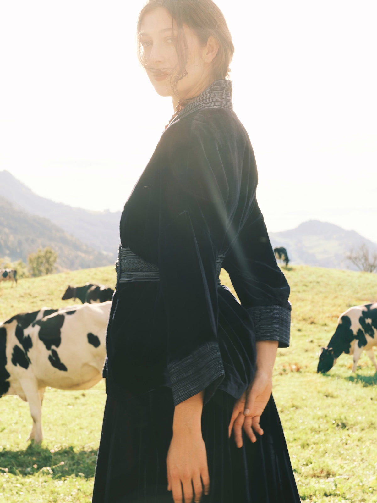 Twilight Velvet Kimono Navy Blue
