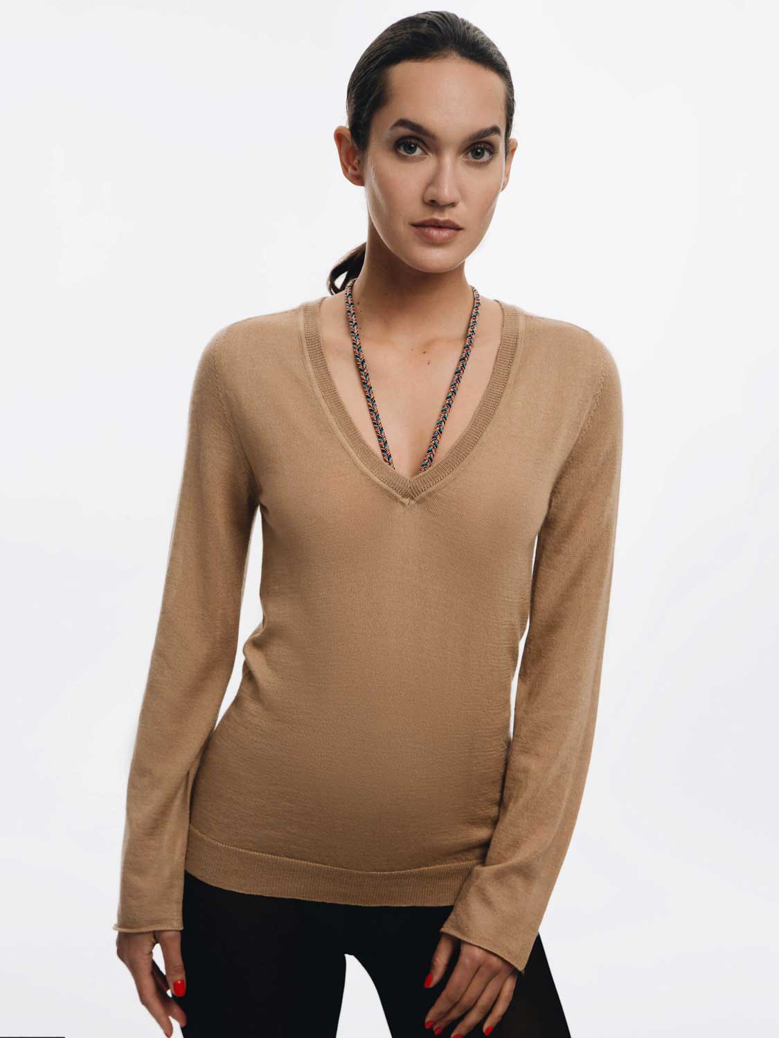 Vitae Jaipur V-Neck Sweater with Ribbon