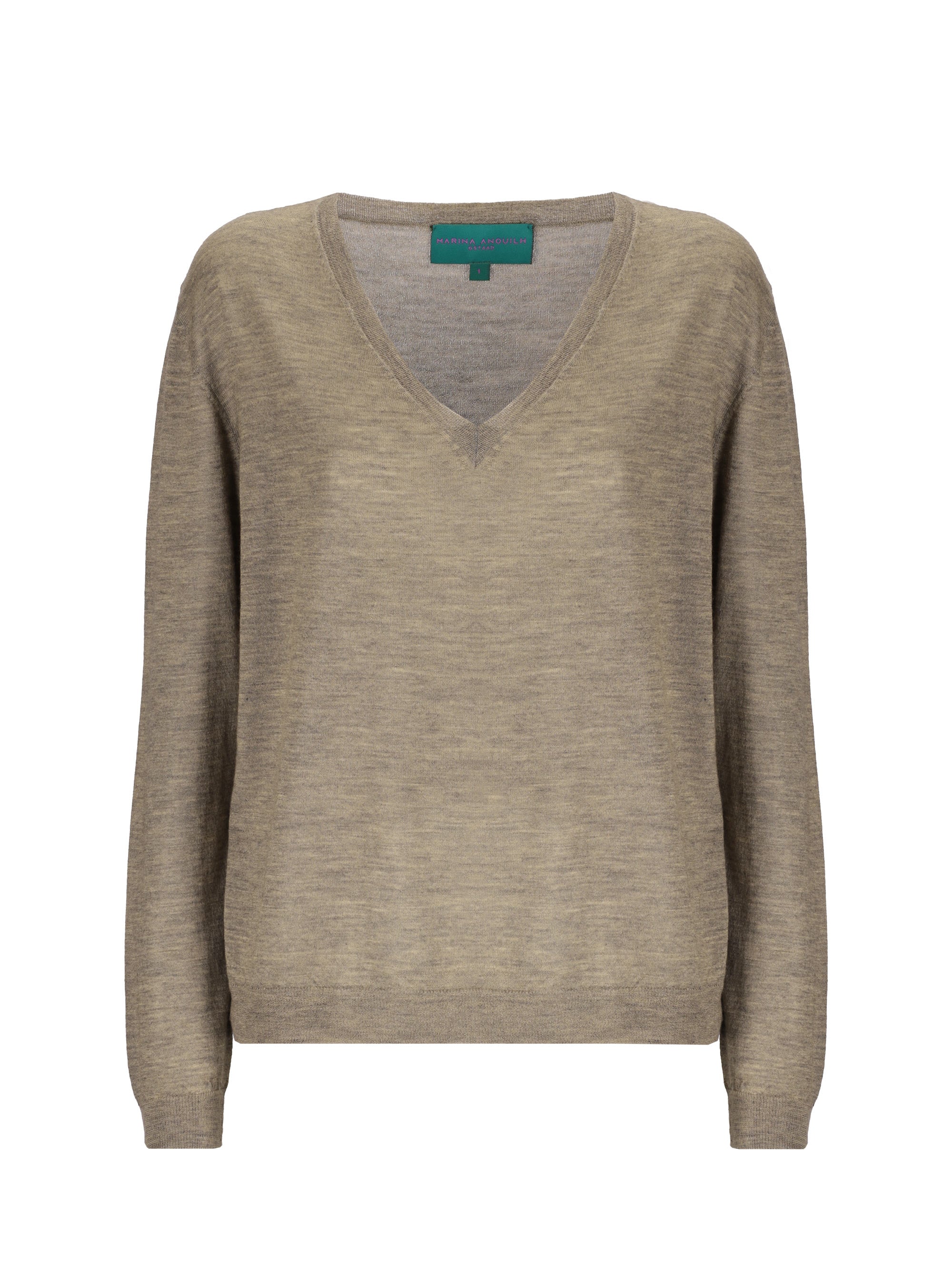 Indispensable V-Neck Fine Cashmere Pullover Beige Shade