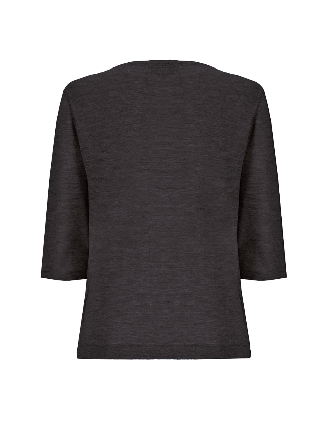 Indispensable Fine Cashmere Tshirt Vneck 3/4 Sleeves Dark Brown Shades