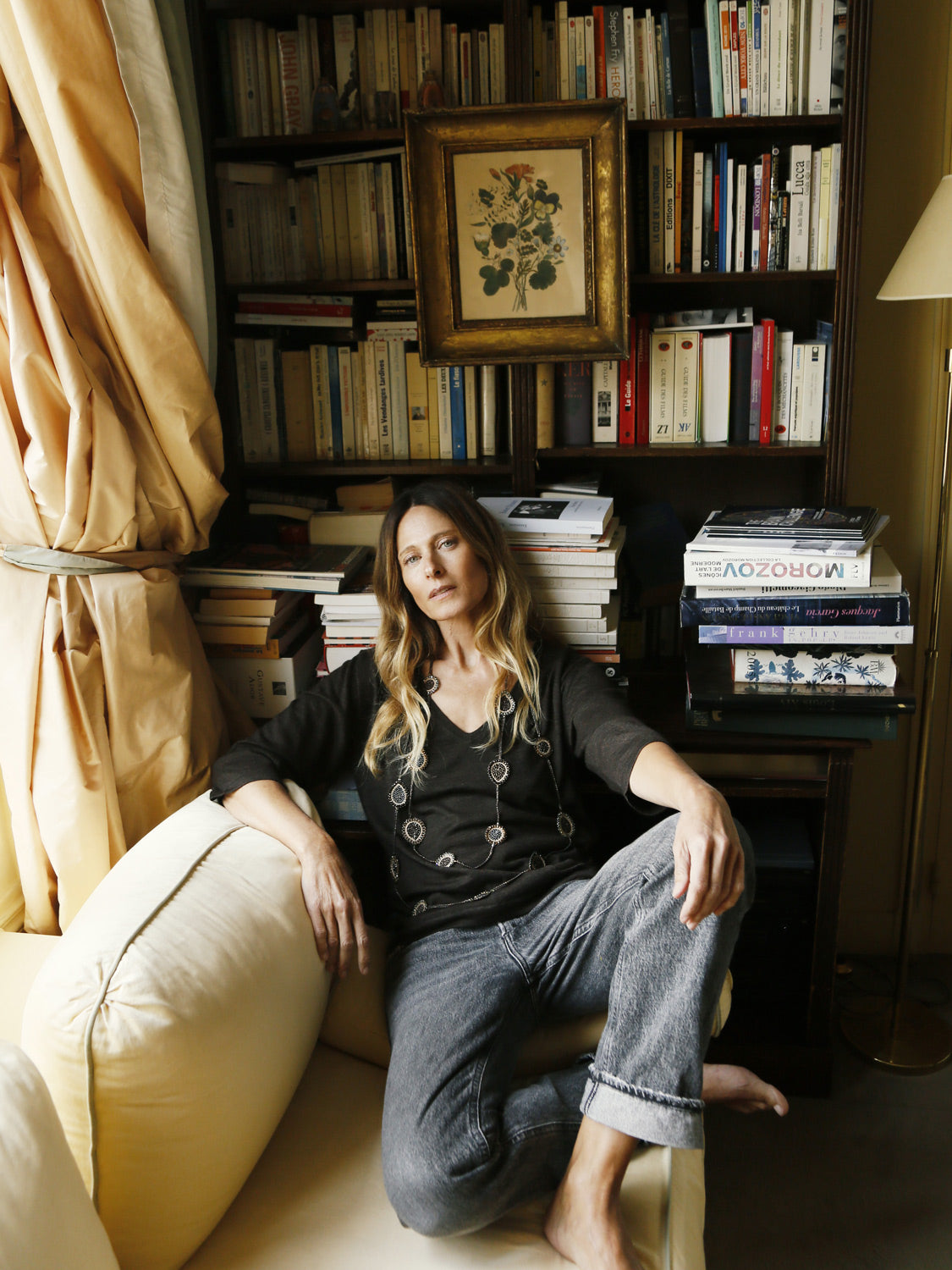 Indispensable Fine Cashmere Tshirt Vneck 3/4 Sleeves Dark Brown Shades