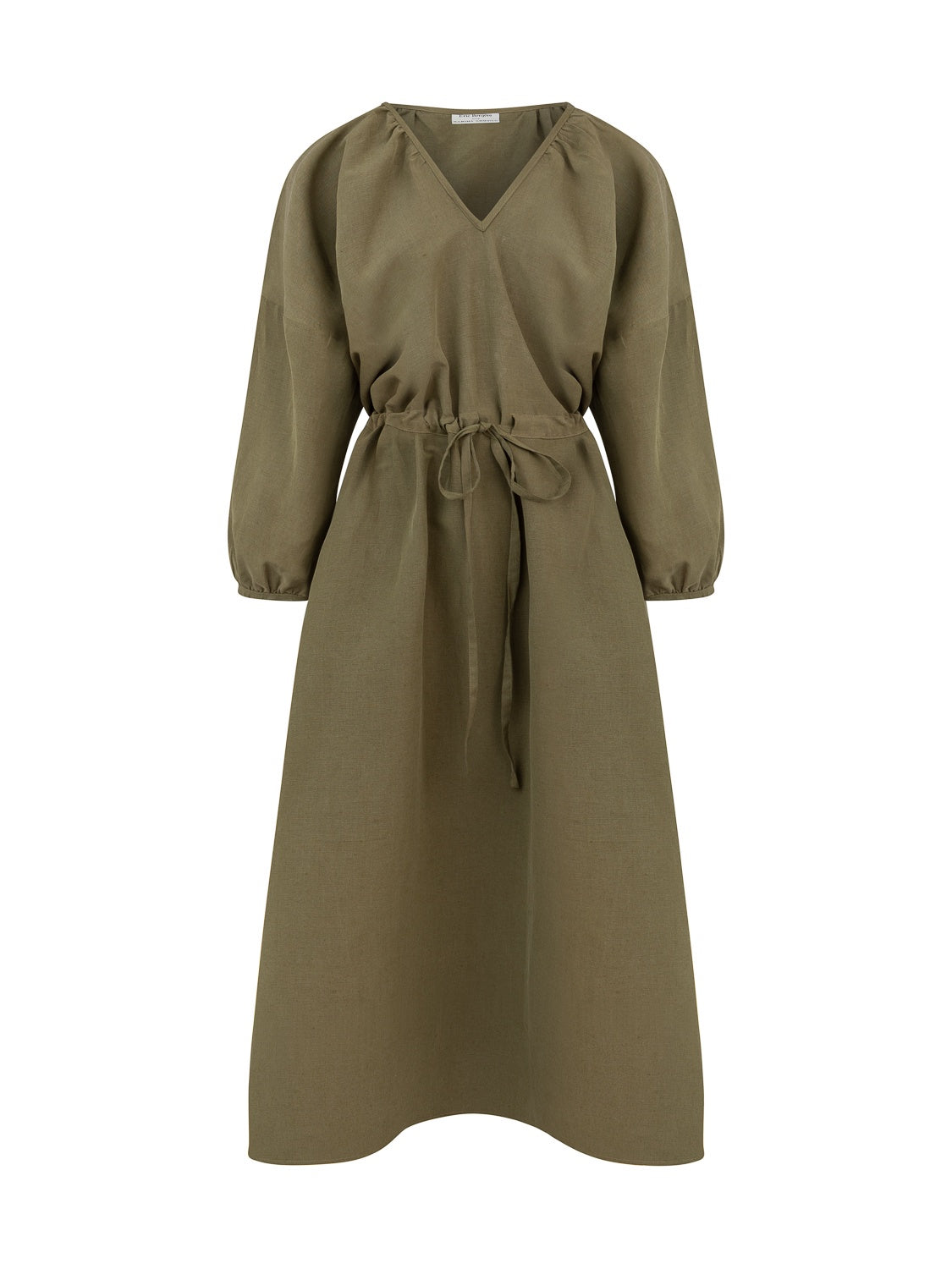 FEDERICA VNECK DRESS LINEN SILK KAKI