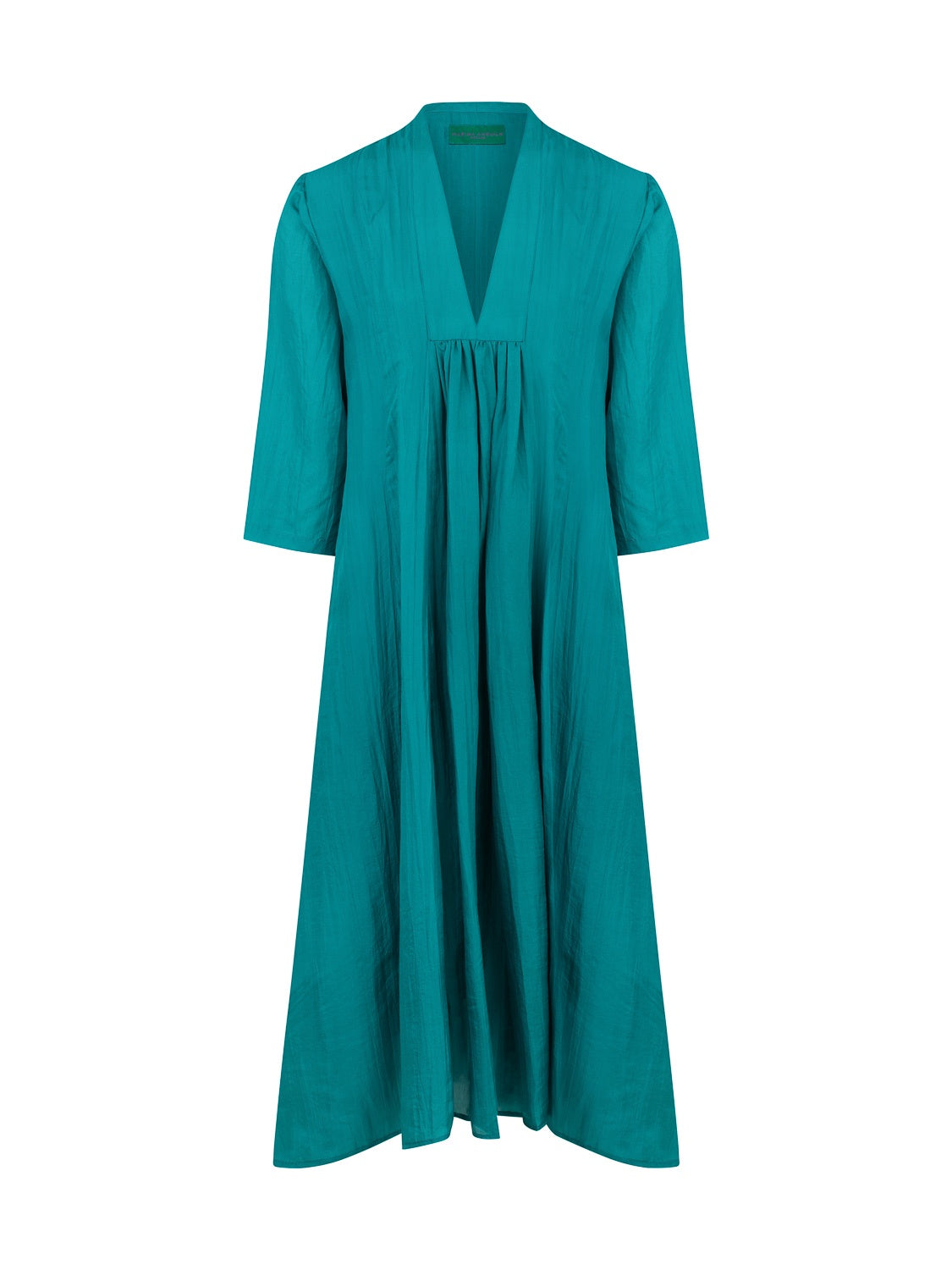 PATTY DRESS SILK DARK CYAN
