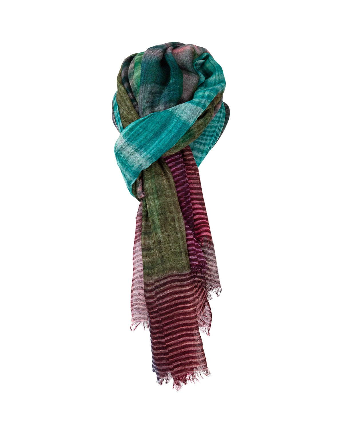 CASHMERE SCARF DOUBLE PRINTED GREEN