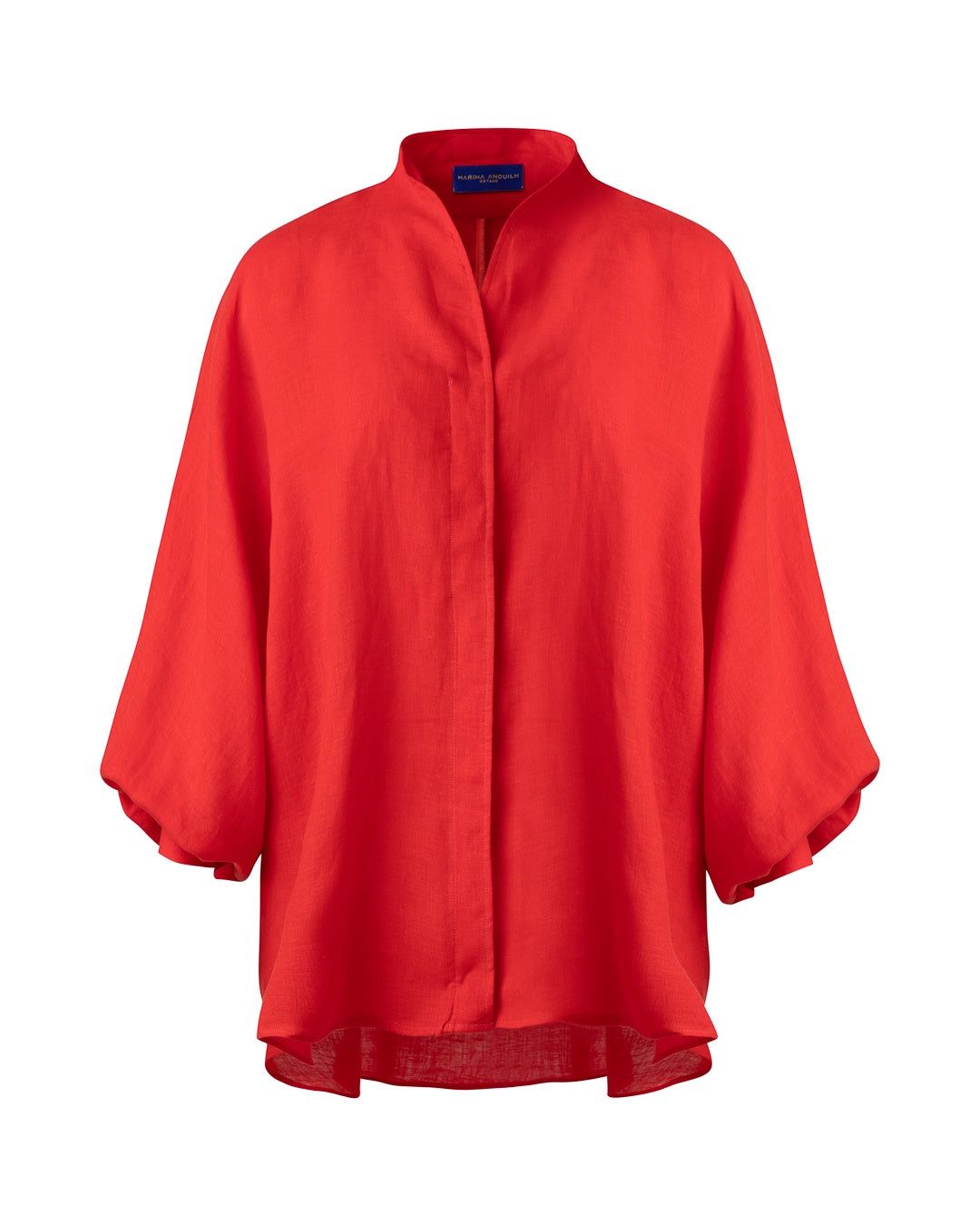 BALLOON OVERSIZE LINEN SHIRT RED