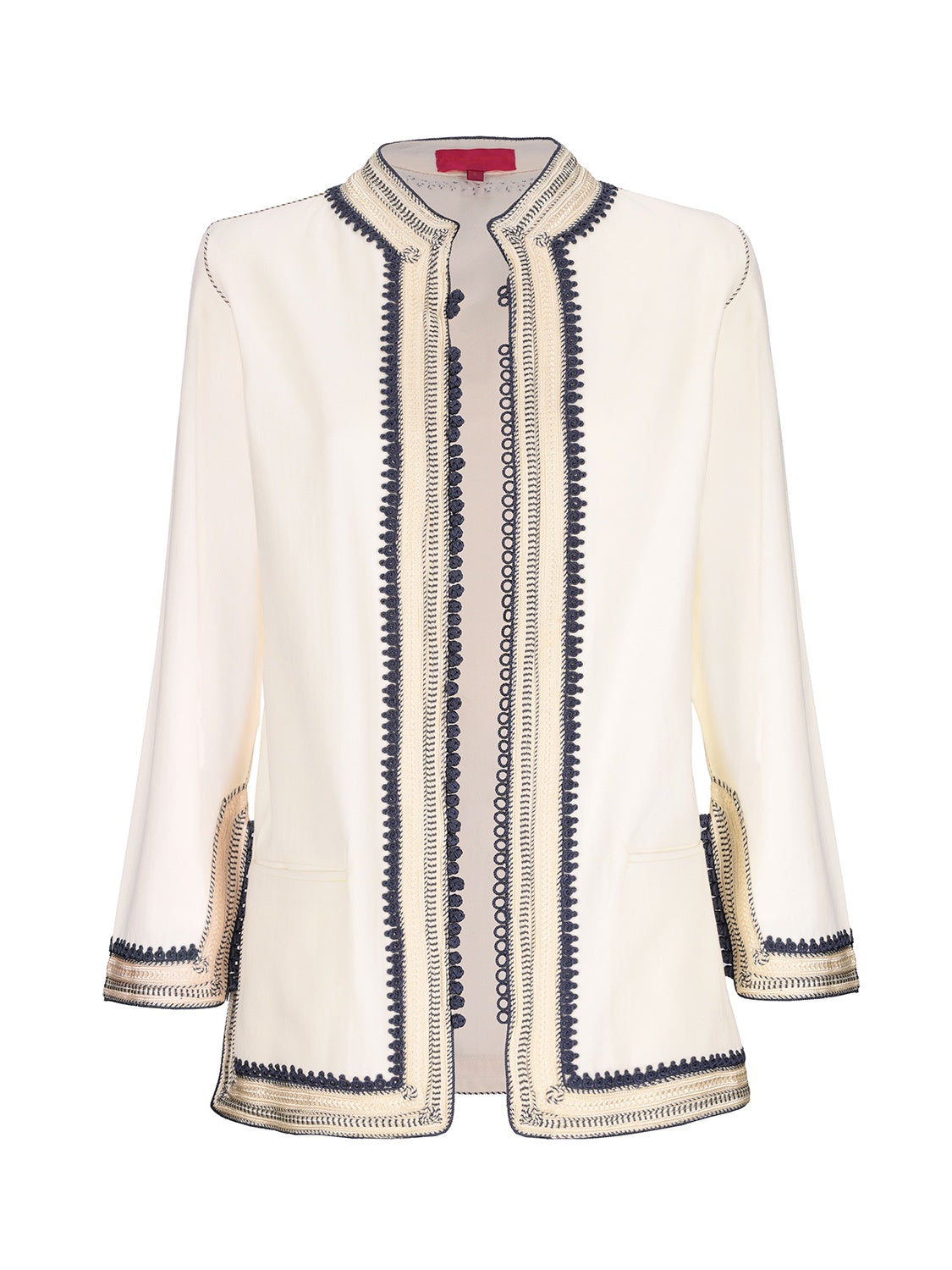 MARRAKESH HERRINGBONE COTTON JACKET  IVORY/NAVY BLUE